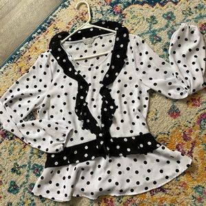 Polka Dot Peplum Shirt Size M